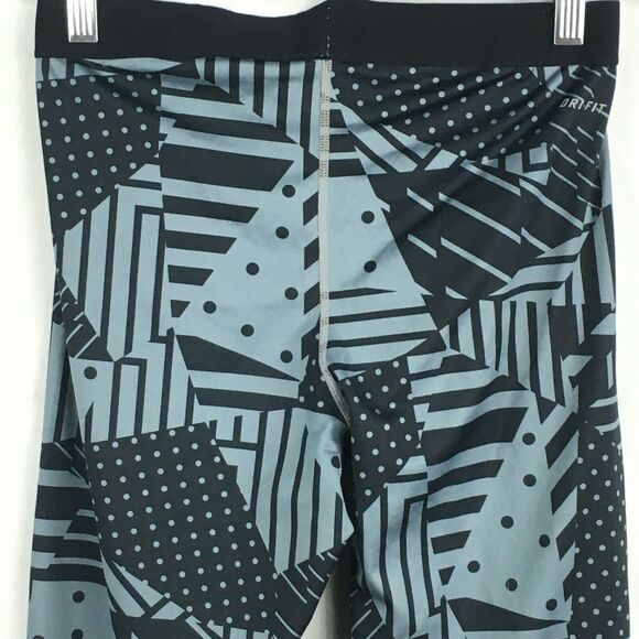 Nike Pro Leggings Women L Blue Geometric Stretch Capri Cropped Athletic Leggings - Picture 5 of 11